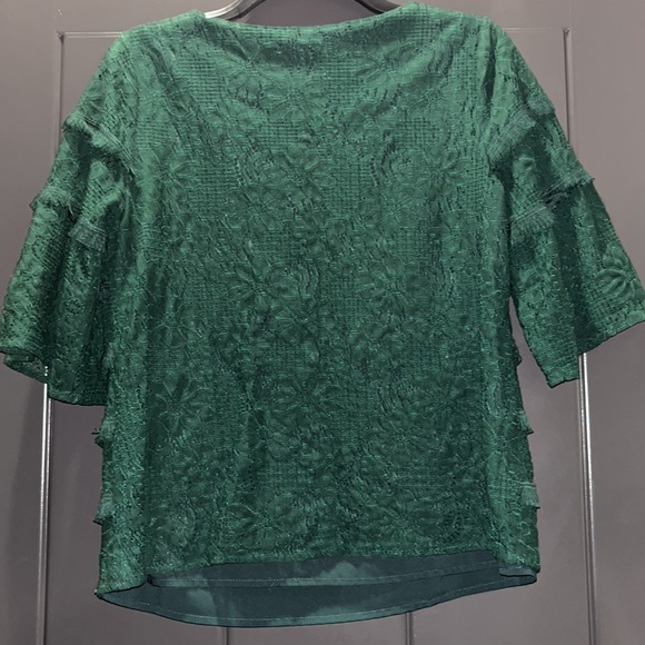 Anthropologie Skies are Blue Emerald Green Lace Top medium - Picture 5 of 6